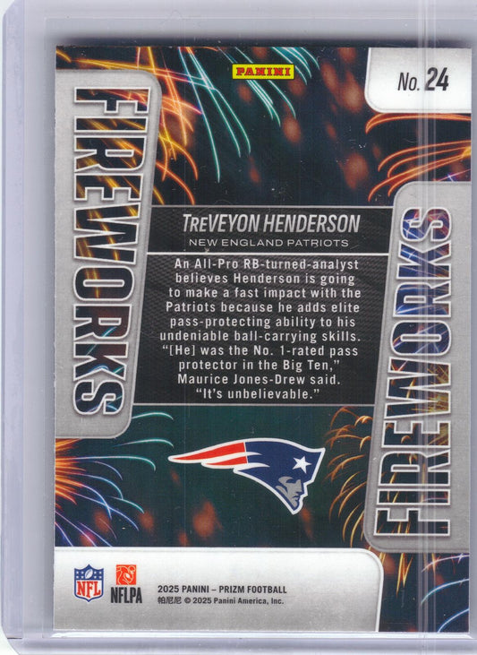 2025 Panini Prizm #24 TreVeyon Henderson Fireworks New England Patriots