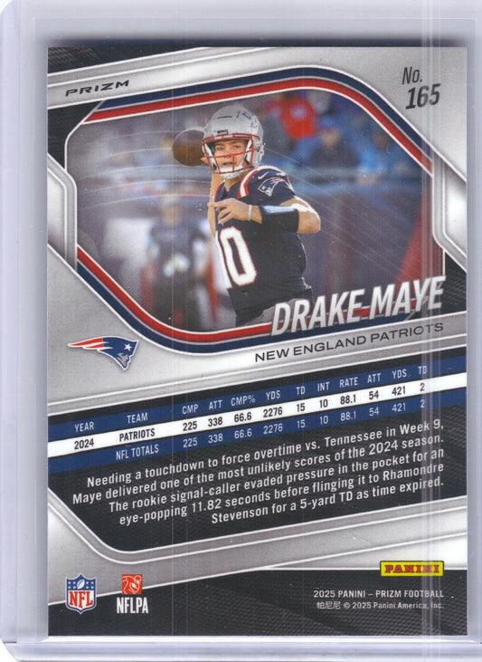 2025 Panini Prizm #165 Drake Maye Silver New England Patriots
