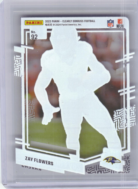 2023 Clearly Donruss #92 Zay Flowers Baltimore Ravens RC