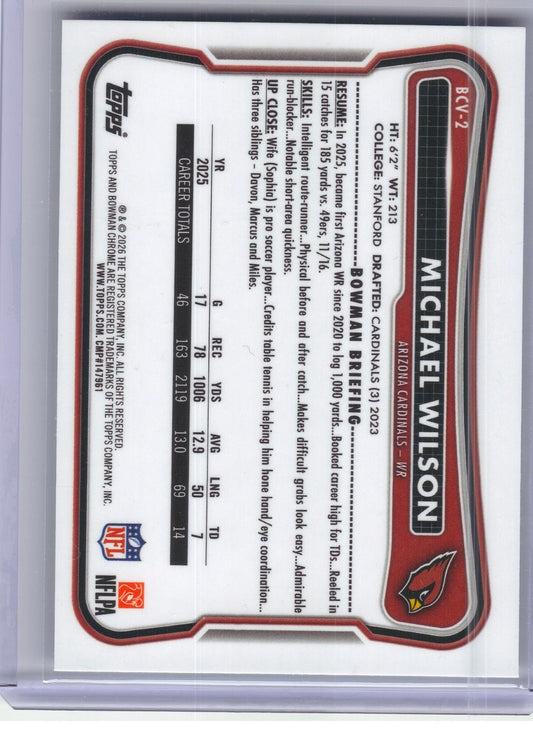 2026 Bowman #BCV-2 Michael Wilson Chrome Speckle Arizona Cardinals