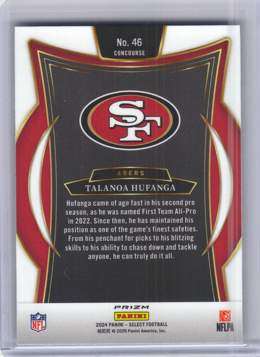 2024 Panini Select #46 Talanoa Hufanga Black & Green Prizm Shock San Francisco 49ers