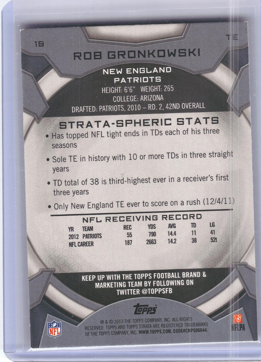 2013 Topps Strata #19 Rob Gronkowski Topaz Orange New England Patriots