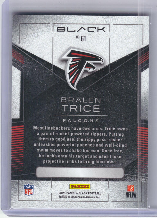 2025 Panini Black #61 Bralen Trice Citrine #/30 Atlanta Falcons SN