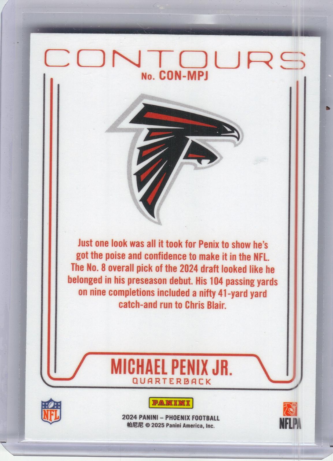 2024 Panini Phoenix #CON-MPJ Michael Penix Jr. Contours Atlanta Falcons