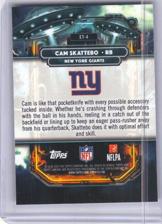 2025 Topps Chrome Cosmic #ET-4 Cam Skattebo Extraterrestrial Talent New York Giants