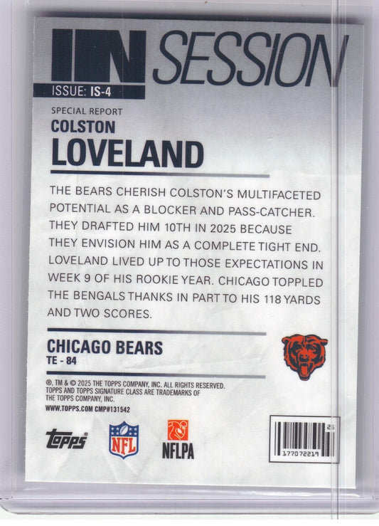 2025 Topps Signature Class #IS-4 Colston Loveland In Session Chicago Bears