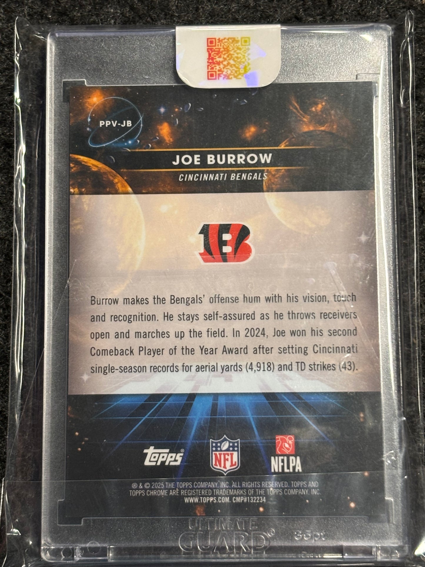 2025 Topps Chrome Cosmic #PPV-JB Joe Burrow Planetary Pursuit Venus Cincinnati Bengals