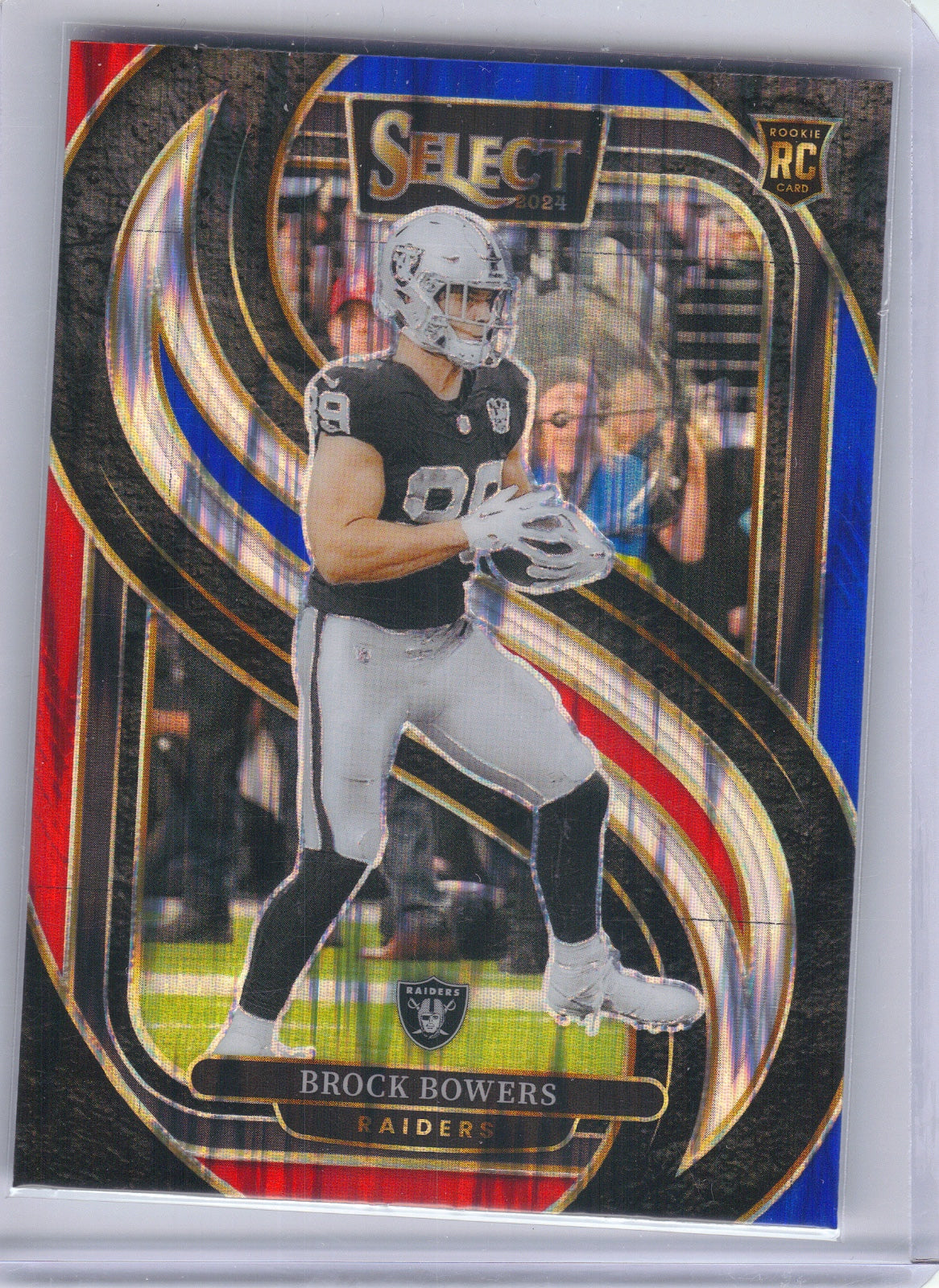 Brock Bowers Las Vegas Raiders 2024 Panini Select - Red & Blue Prizm Shock #118