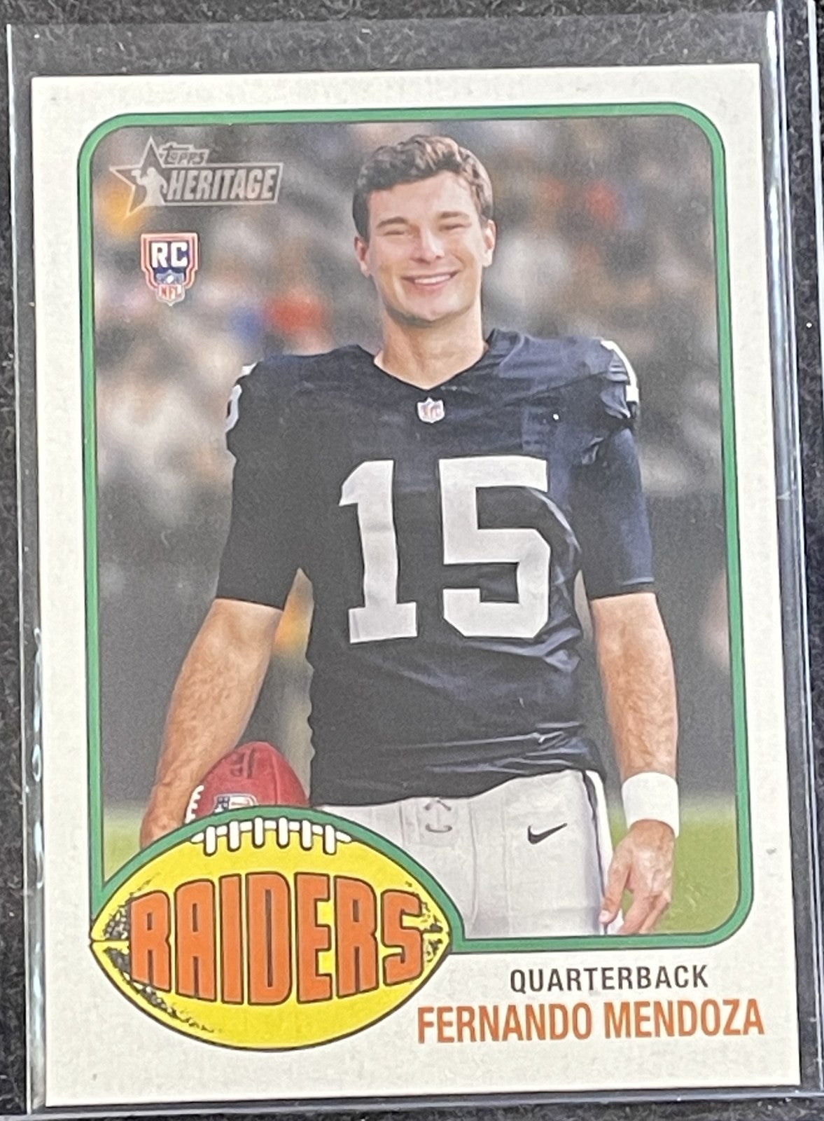 2026 Topps Heritage #272 Fernando Mendoza Image Variation SP Las Vegas Raiders RC