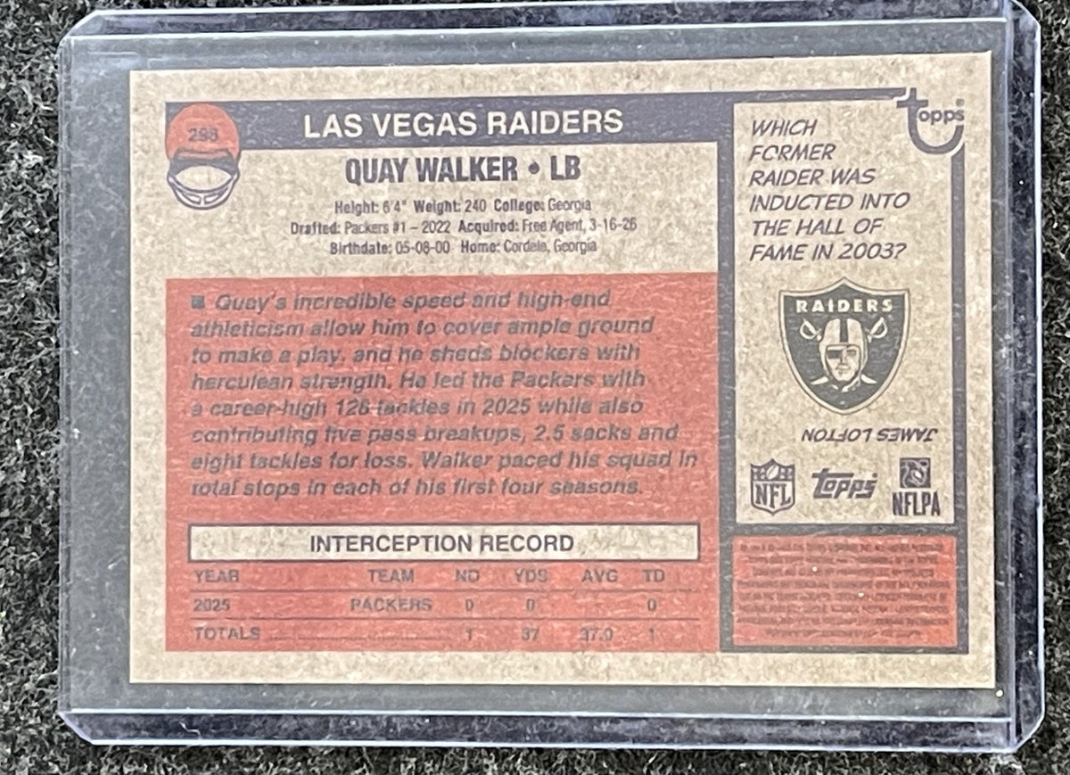 2026 Topps Heritage #299 Quay Walker Chrome Las Vegas Raiders back