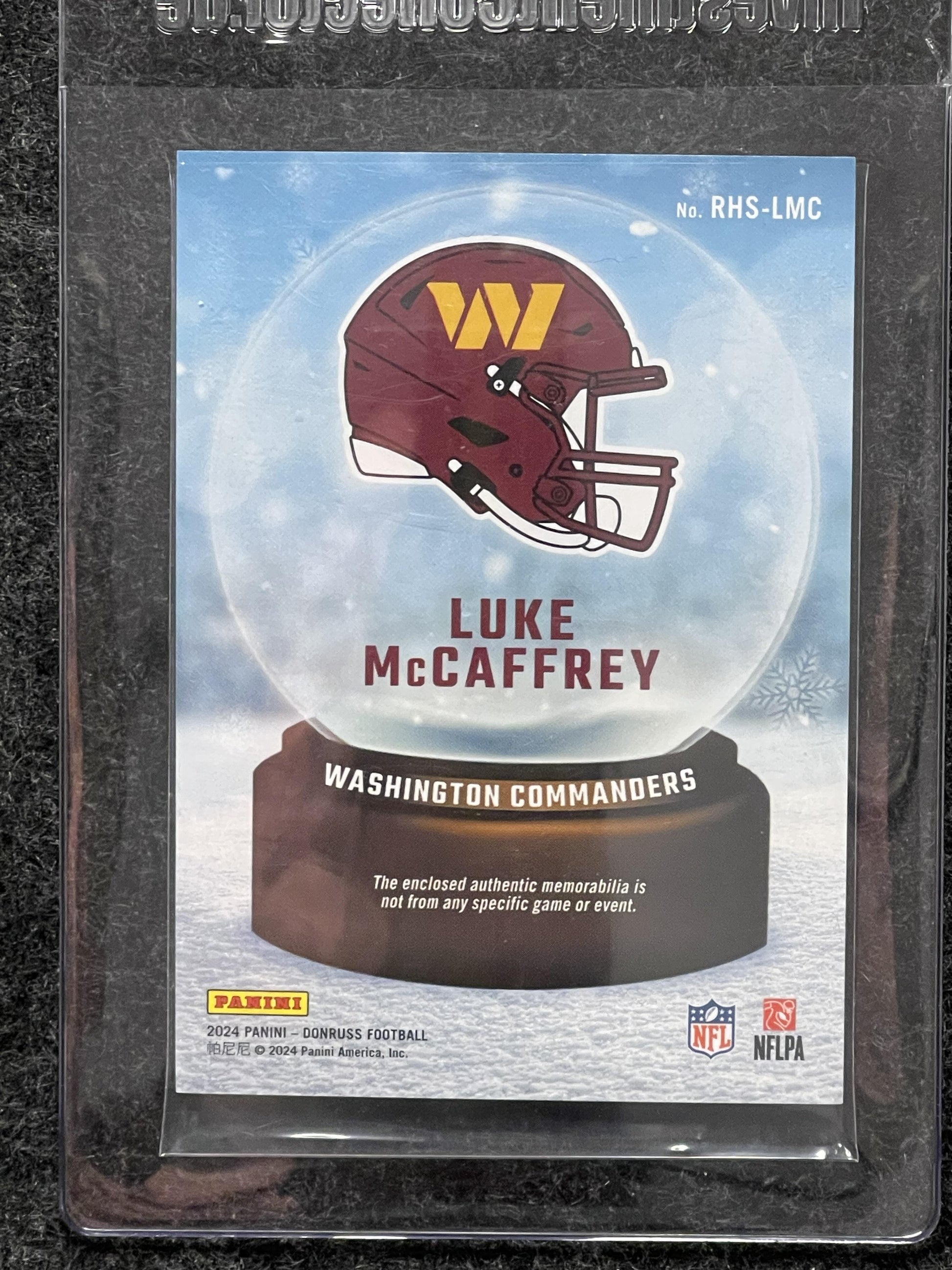 2024 Donruss #RHS-LMC Luke McCaffrey Rookie Holiday Sweater Commanders