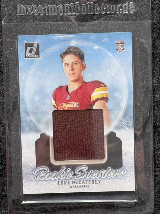 2024 Donruss #RHS-LMC Luke McCaffrey Rookie Holiday Sweater Commanders