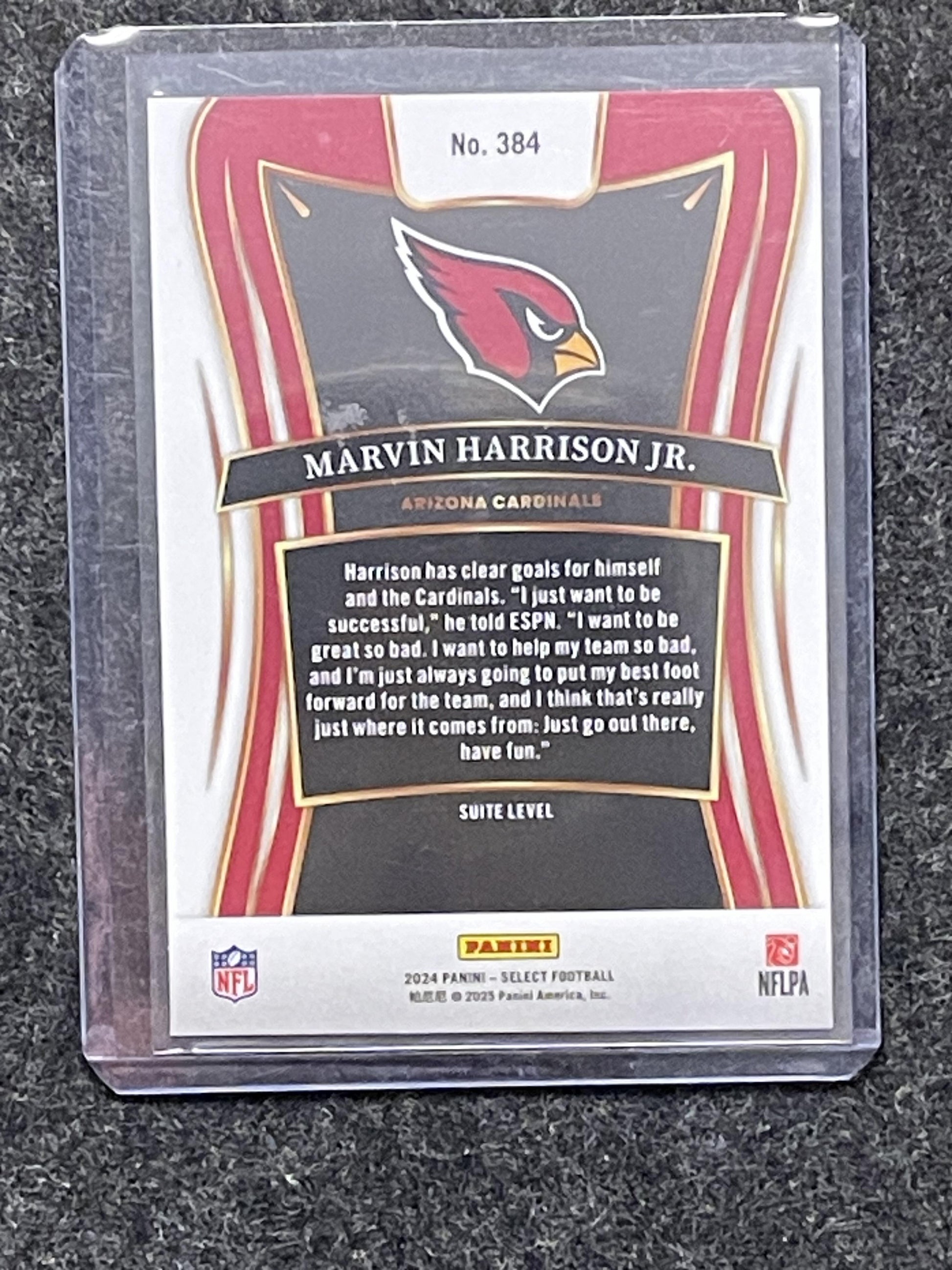 2024 Panini Select #384 Marvin Harrison Jr. Arizona Cardinals RC