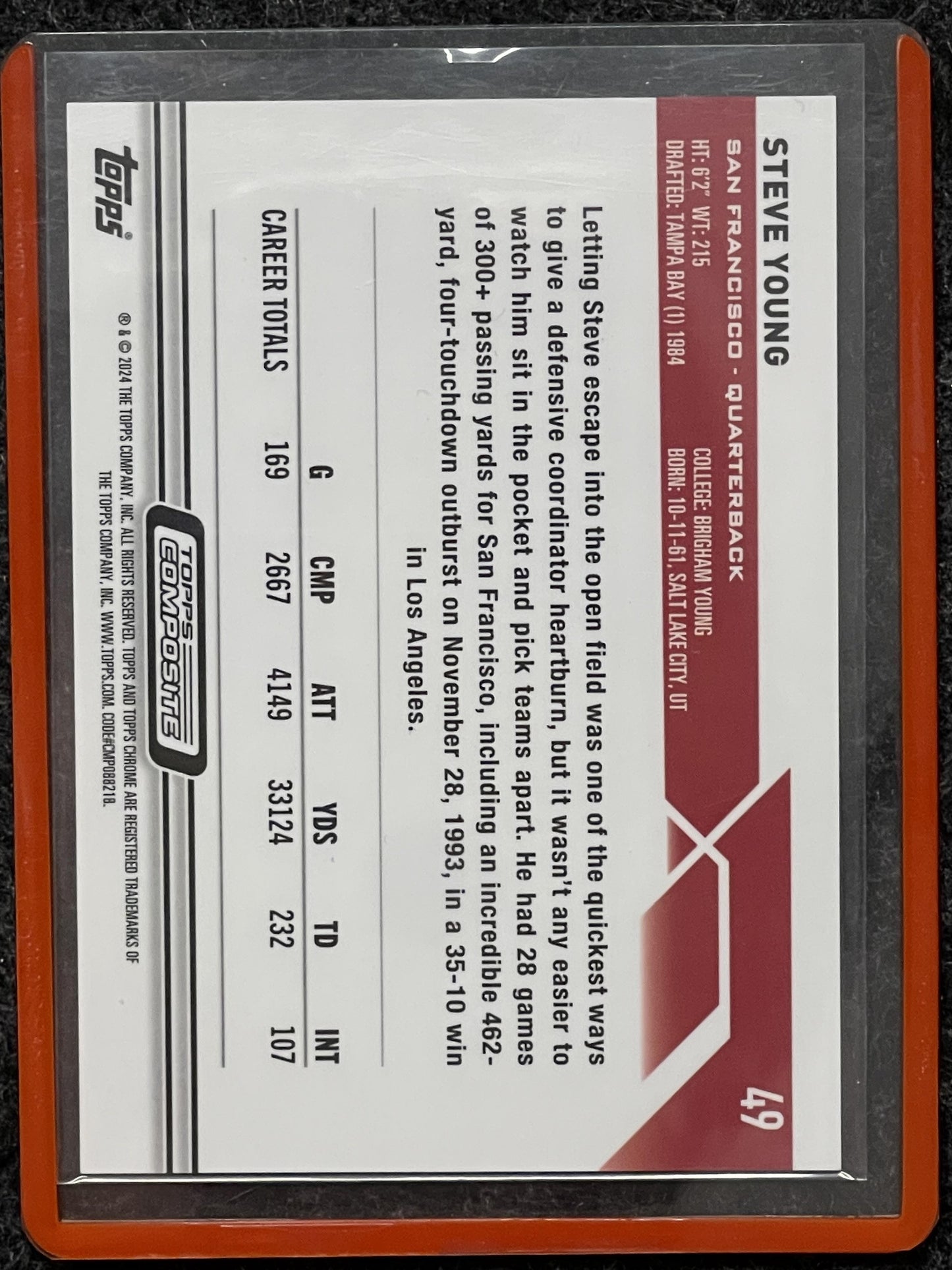 2023 Topps Composite #49 Steve Young Topps Chrome Gold Wave Refractor #/50 49ers