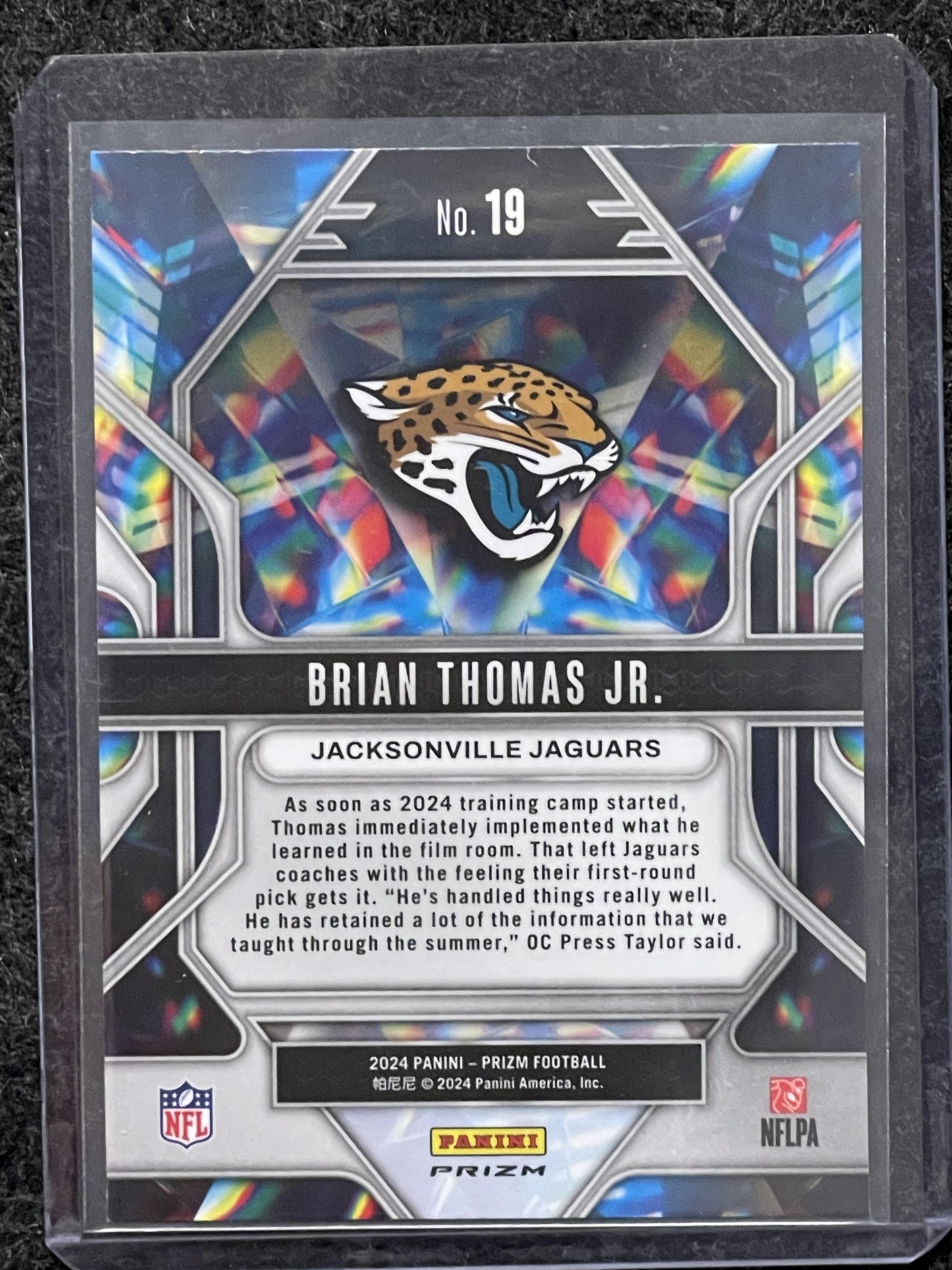 2024 Panini Prizm #19 Brian Thomas Jr. Prizmatic Green Ice Prizm Jaguars