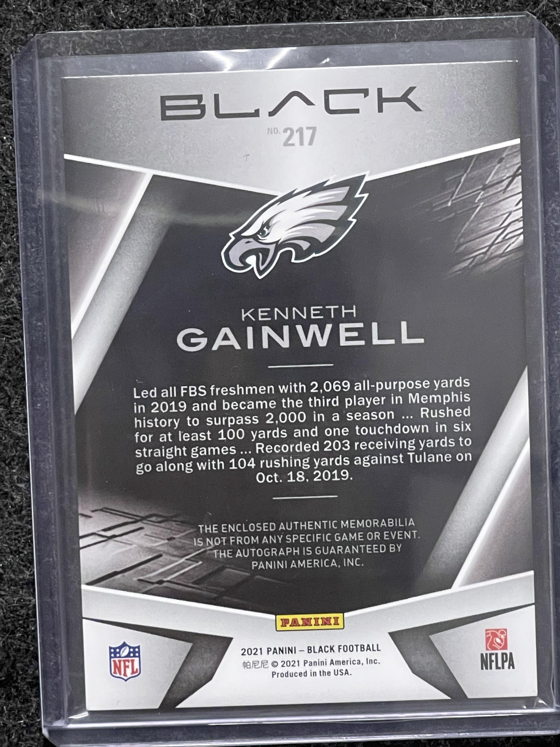 2021 Panini Black #217 Kenneth Gainwell Silver #/99 Philadelphia Eagles