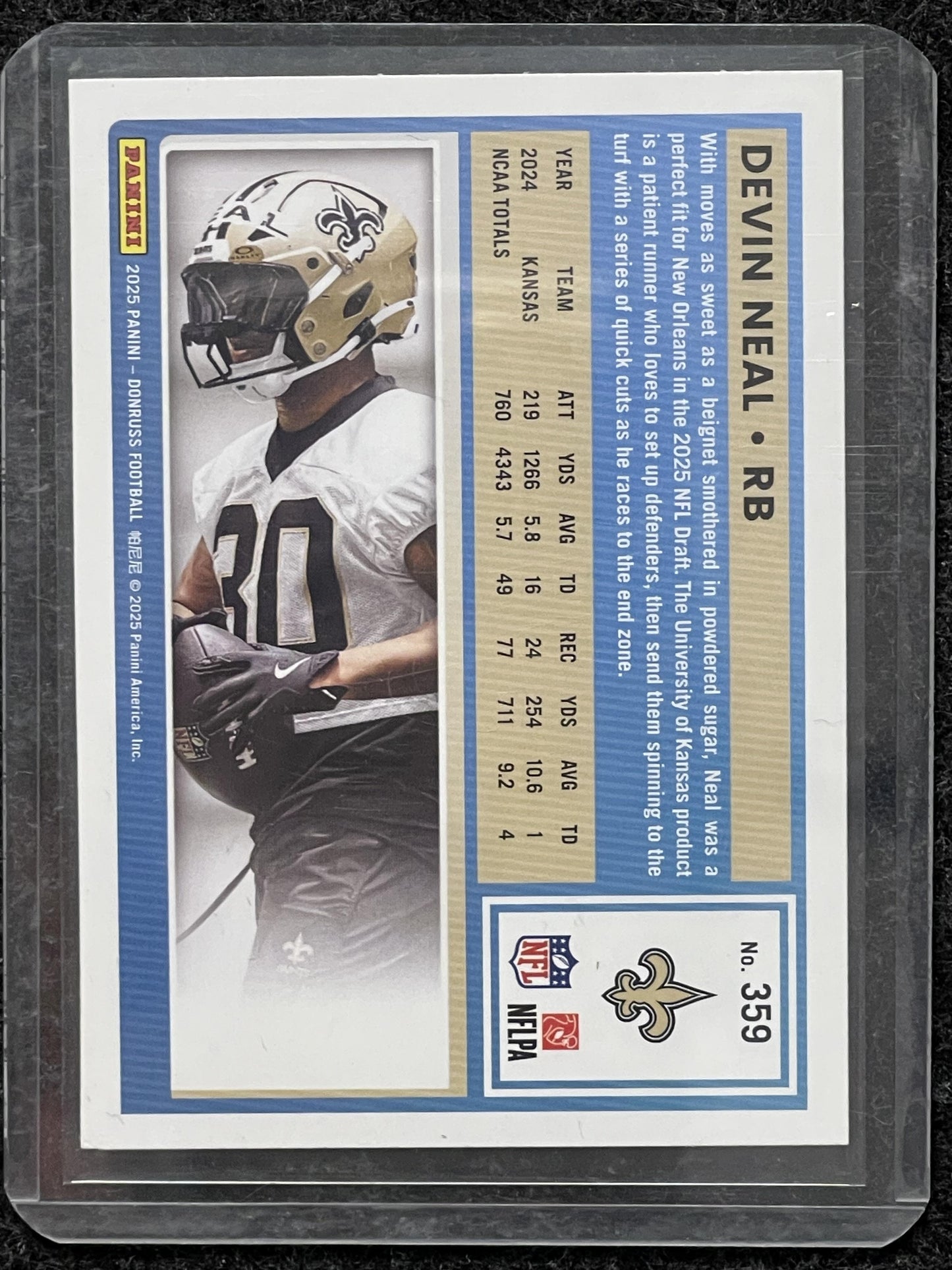 2025 Donruss #359 Devin Neal New Orleans Saints RC