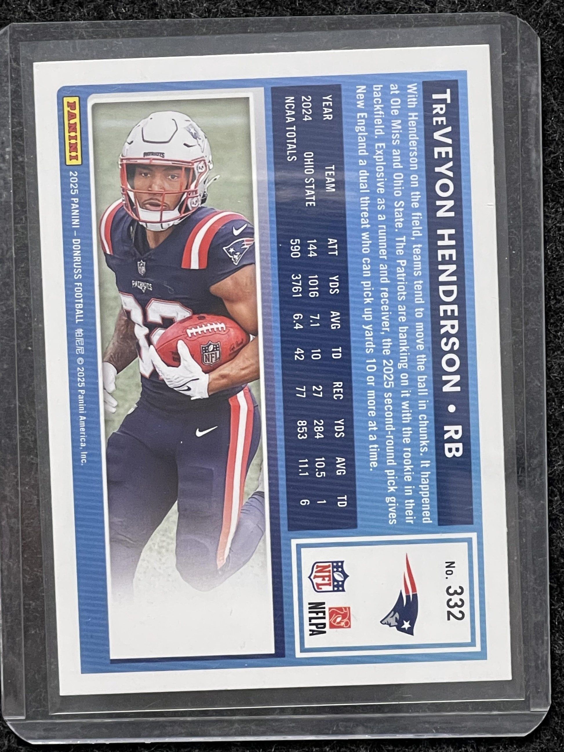 2025 Donruss #332 TreVeyon Henderson New England Patriots RC