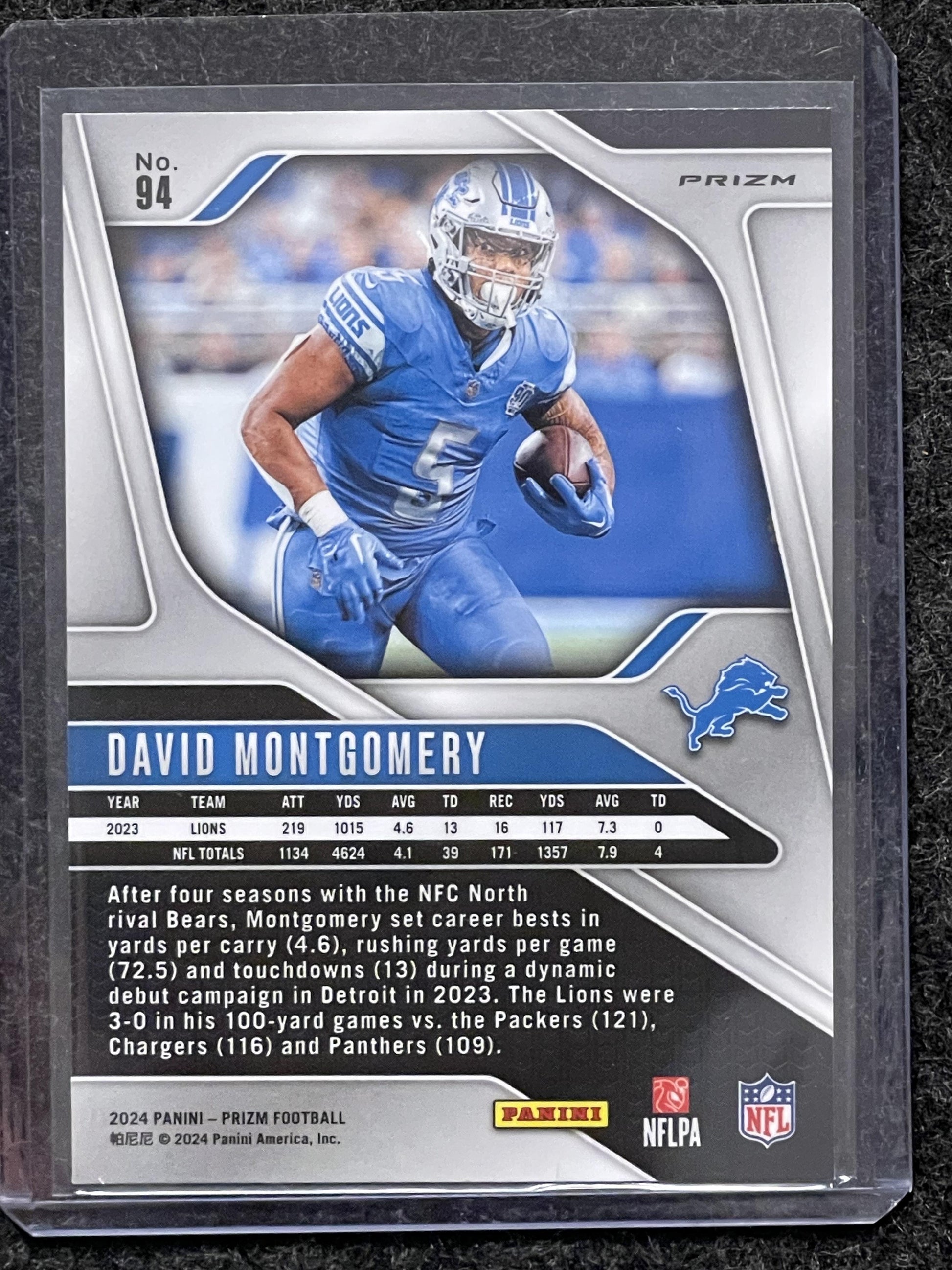 2024 Panini Prizm #94 David Montgomery Silver Detroit Lions