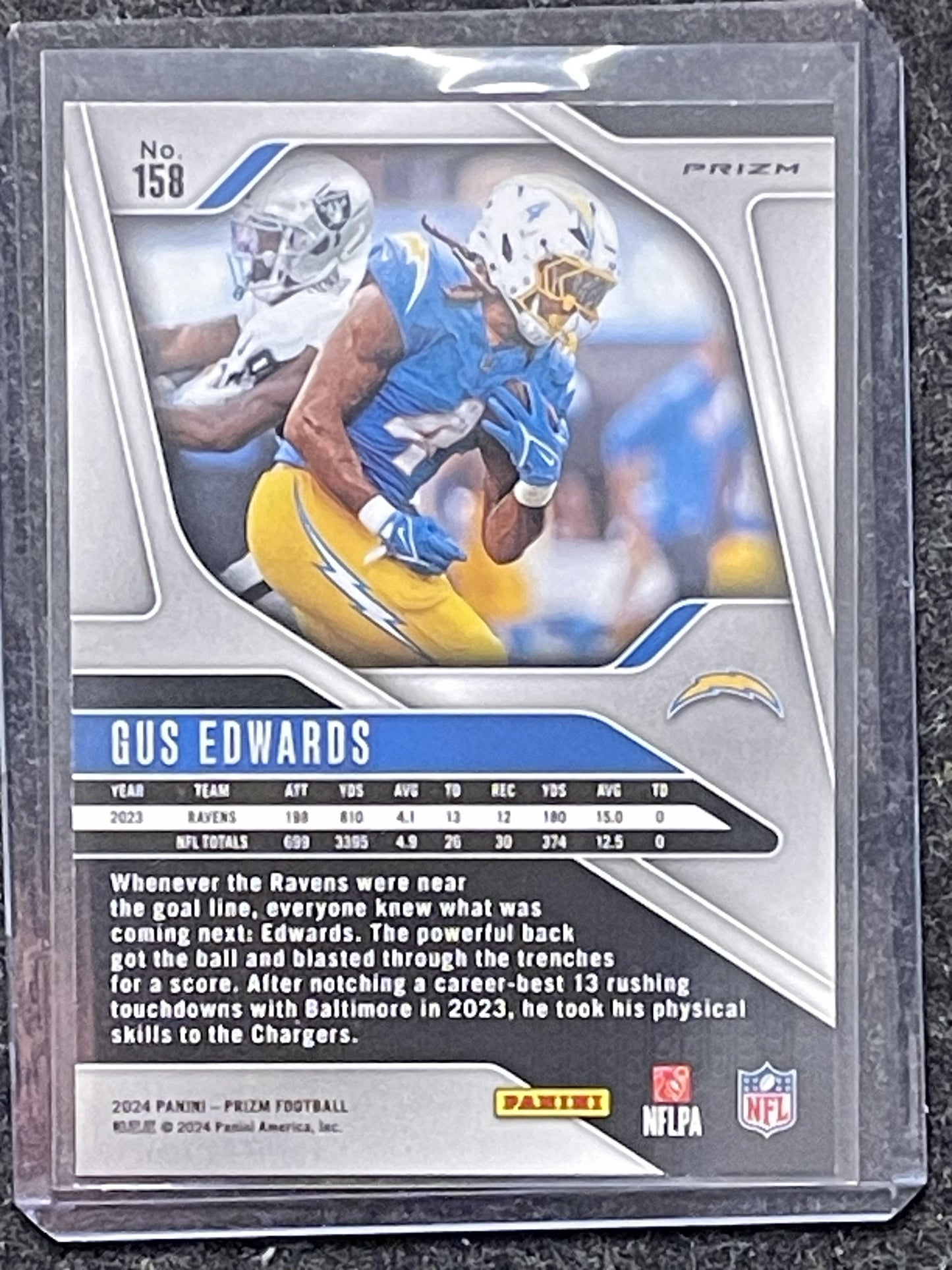2024 Panini Prizm #158 Gus Edwards Silver Los Angeles Chargers