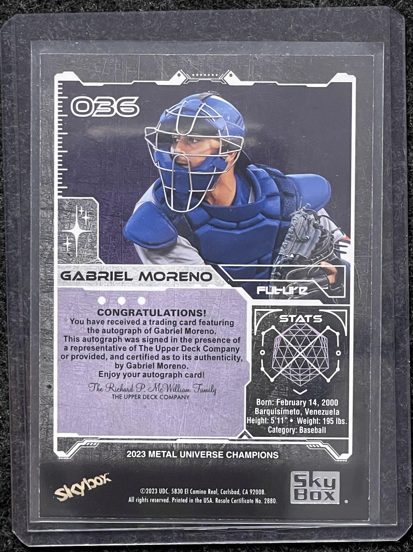 2023 SkyBox Metal Universe Champions #036 Gabriel Moreno Autographs Silver AU