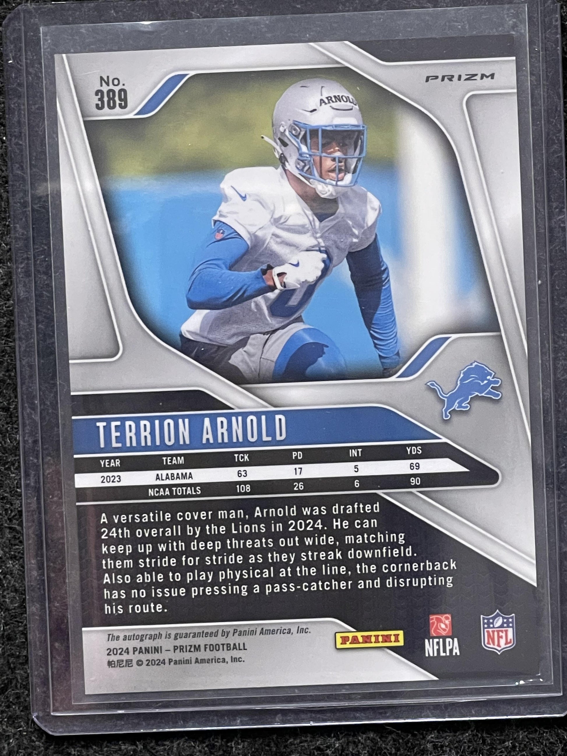 2024 Panini Prizm #389 Terrion Arnold Autographs Silver Prizm Detroit Lions