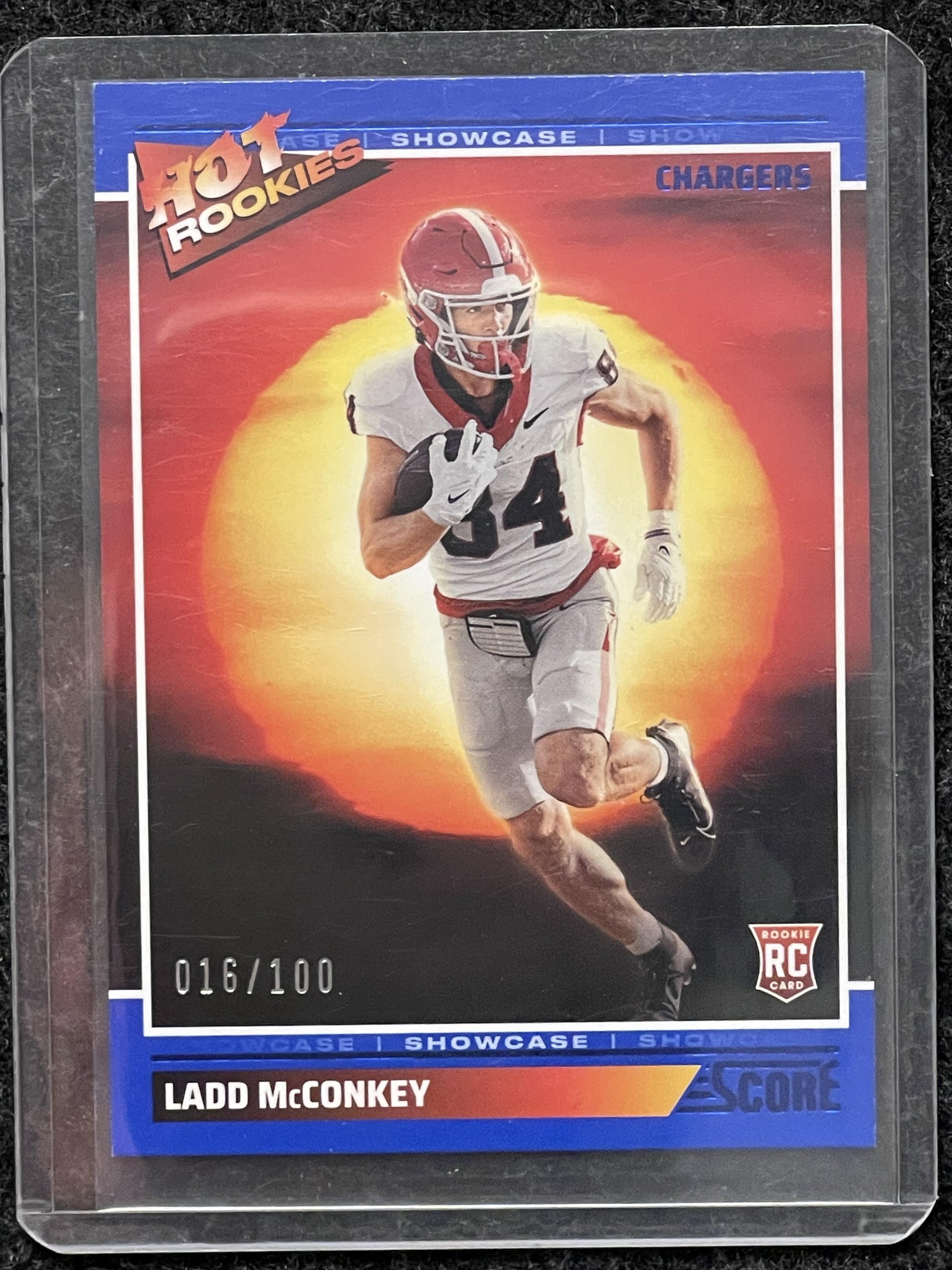 2024 Score #15 Ladd McConkey Hot Rookies Showcase #/100 Los Angeles Chargers SN