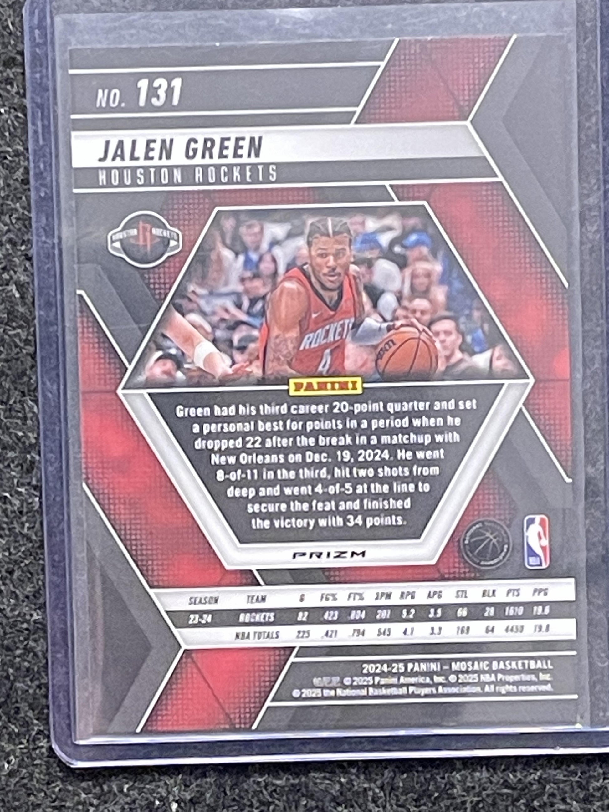 2024-25 Panini Mosaic #131 Jalen Green Honeycomb Mosaic Houston Rockets