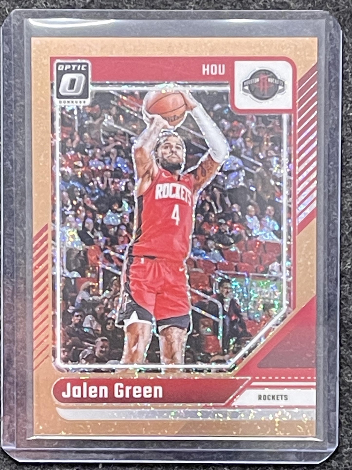 2024-25 Donruss Optic #171 Jalen Green Copper Glitter #/99 Houston Rockets SN
