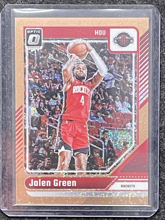 2024-25 Donruss Optic #171 Jalen Green Copper Glitter #/99 Houston Rockets SN