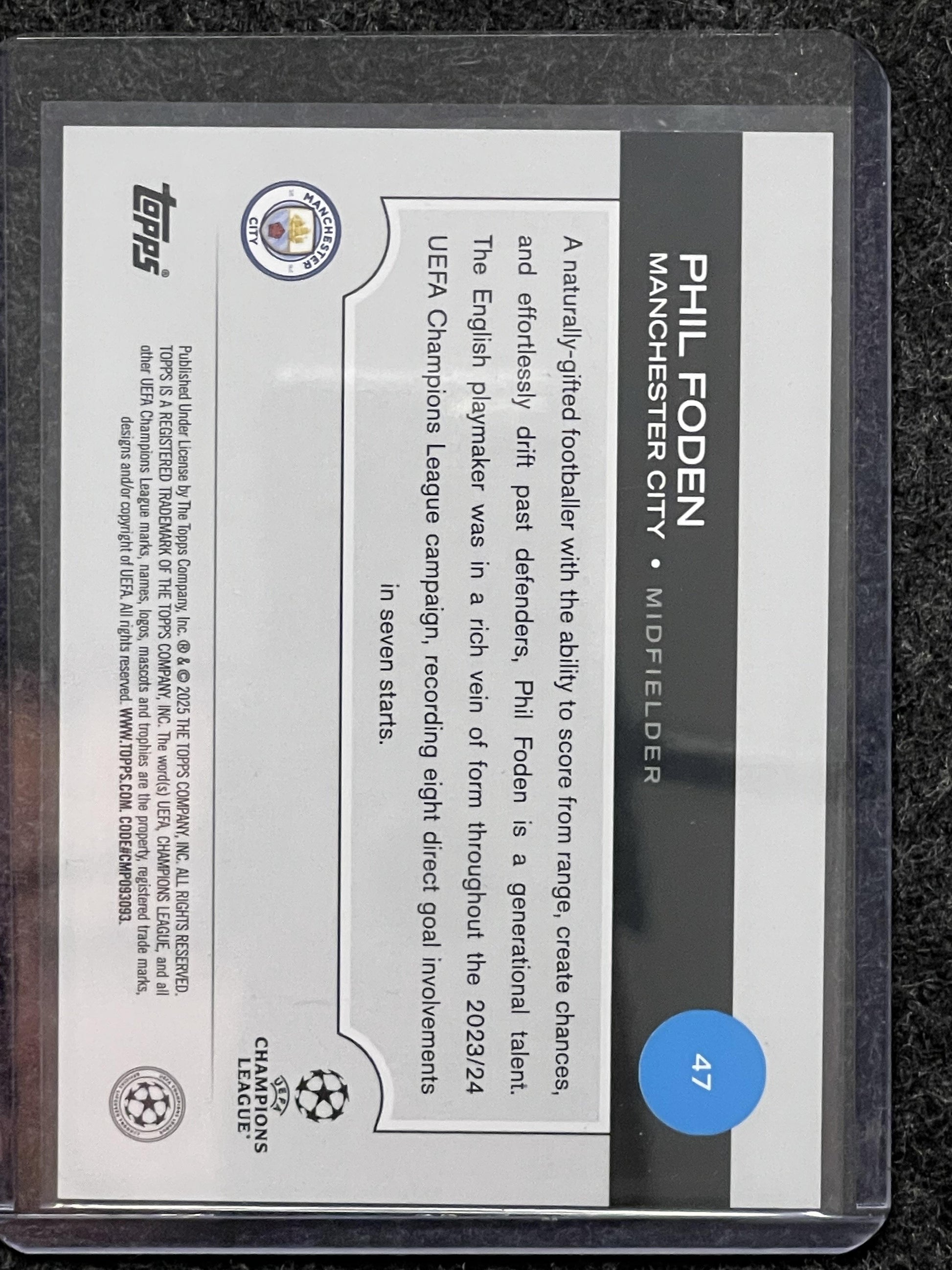 2024-25 Topps UEFA Club Competitions #47b Phil Foden Manchester City