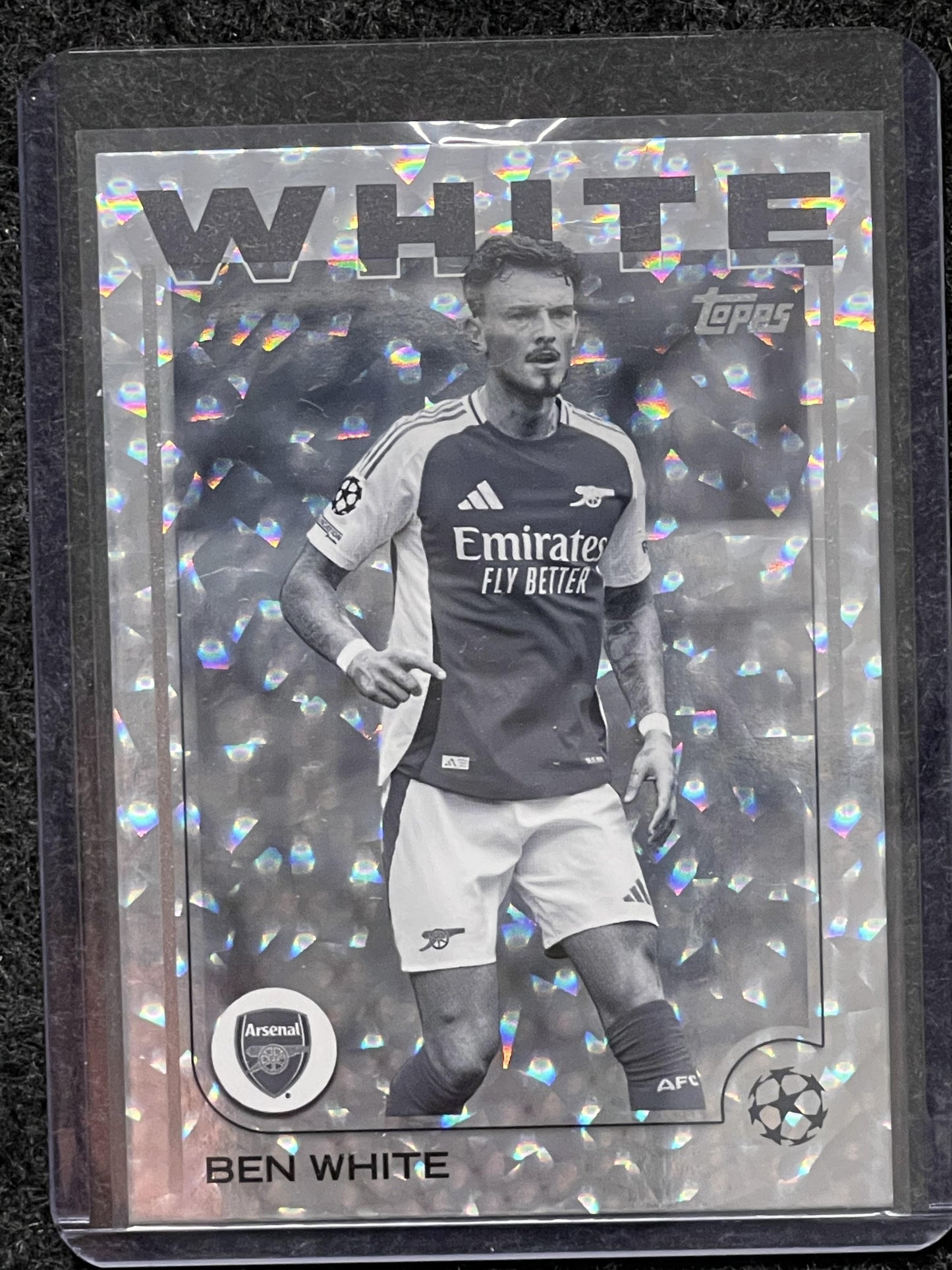 2024-25 Topps UCC #95 Ben White Black & White Icy Foil #/150 Arsenal FC SN
