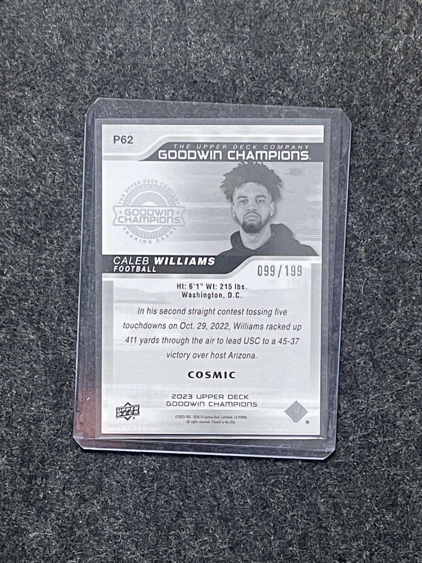 2023 Upper Deck Goodwin Champions #P62 Caleb Williams Platinum Cosmic #/199