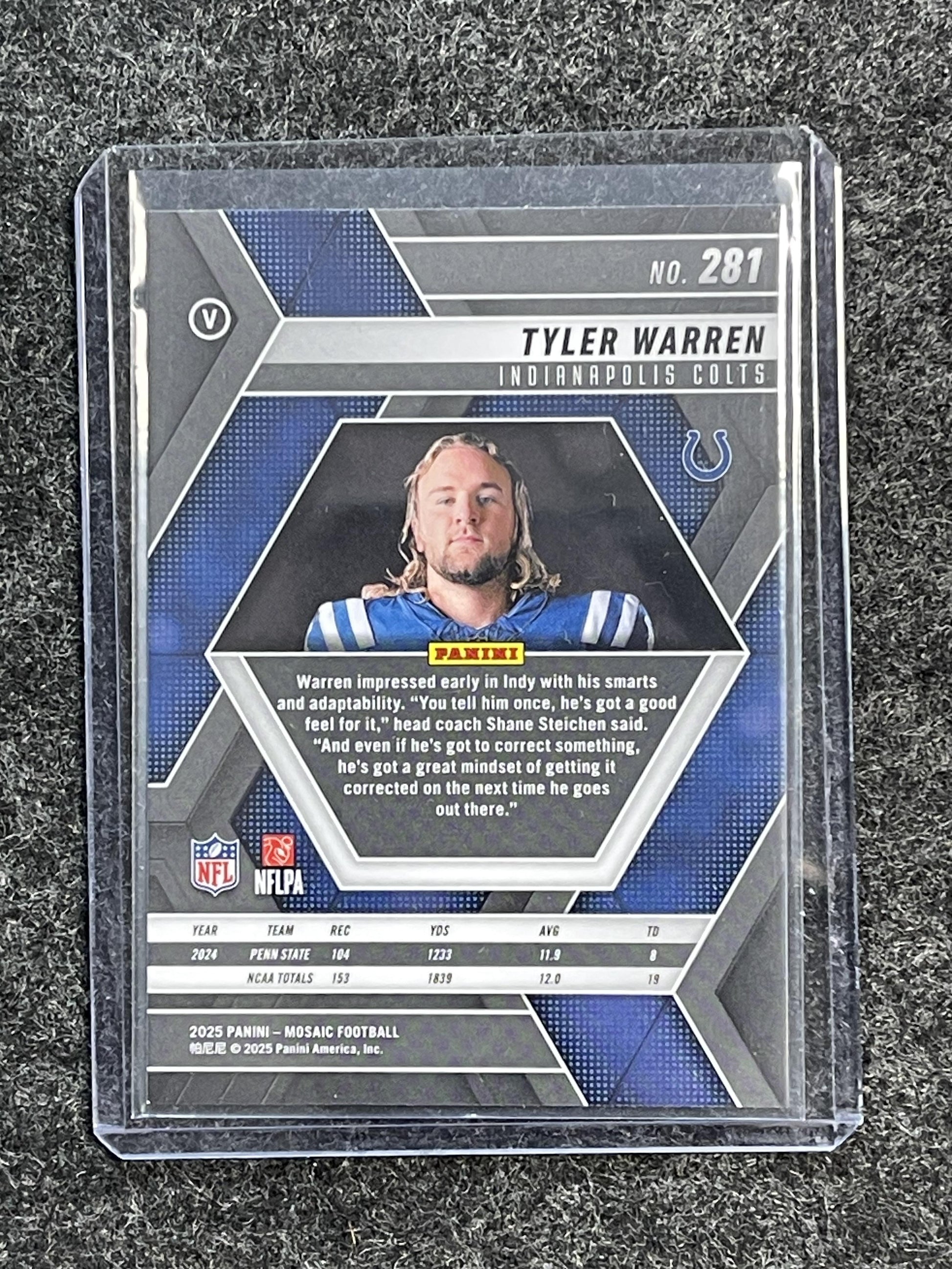 2025 Panini Mosaic #281 Tyler Warren Mosaic Variation Indianapolis Colts RC