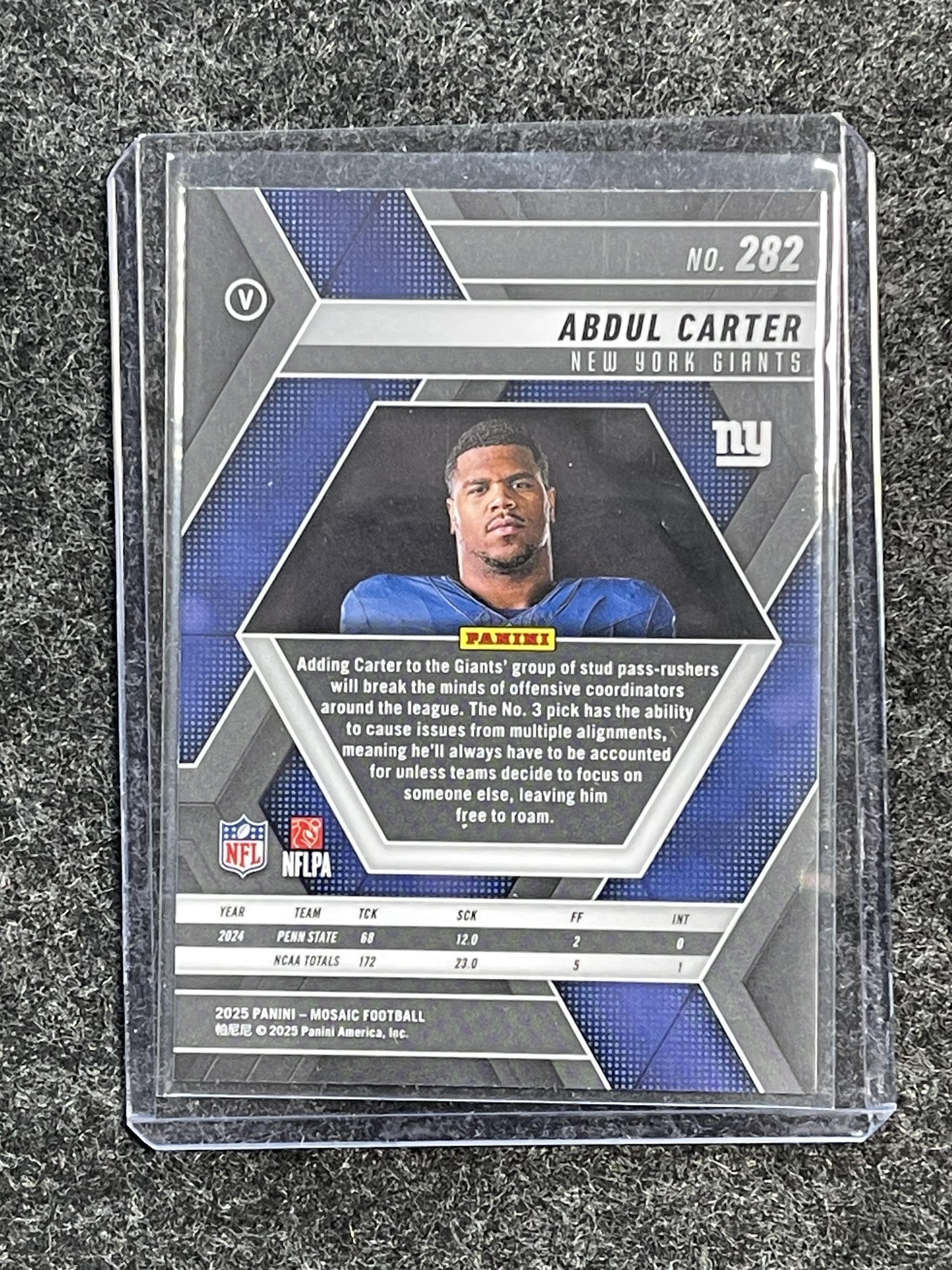 2025 Panini Mosaic #282 Abdul Carter Silver Variation New York Giants RC