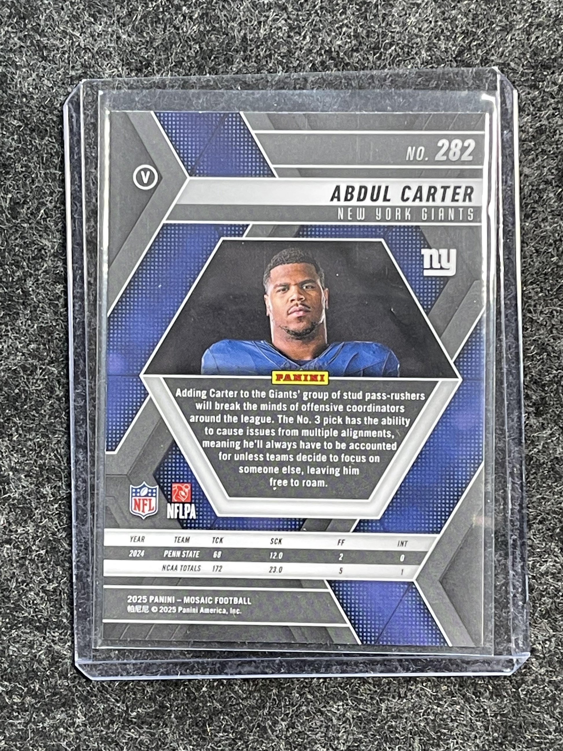 2025 Panini Mosaic #282 Abdul Carter Silver Variation New York Giants RC