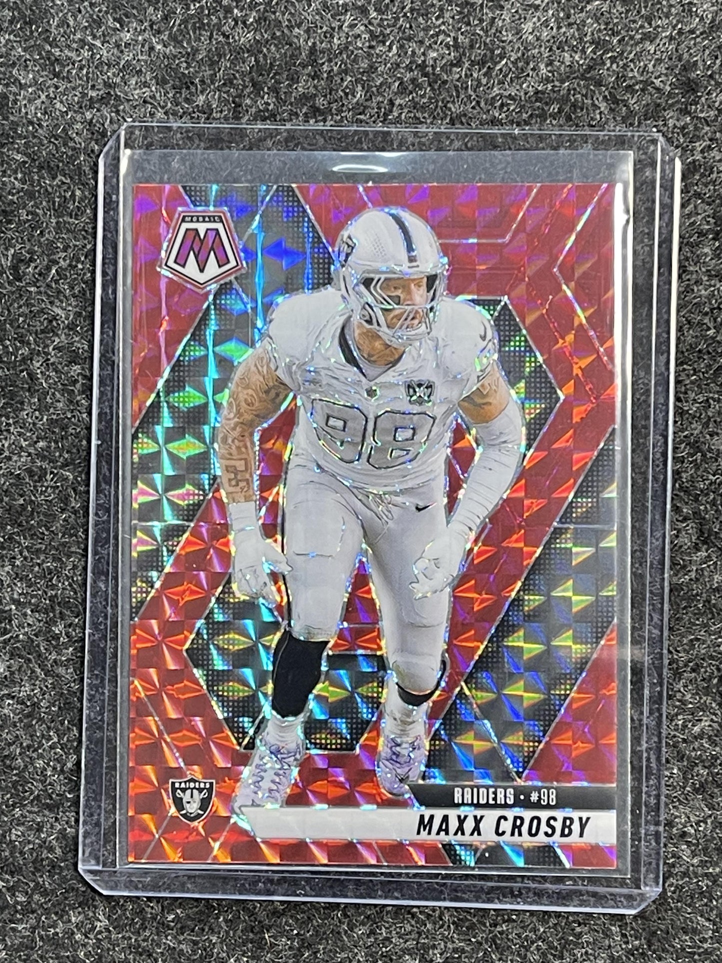 2025 Panini Mosaic #249 Maxx Crosby Mosaic Red Las Vegas Raiders