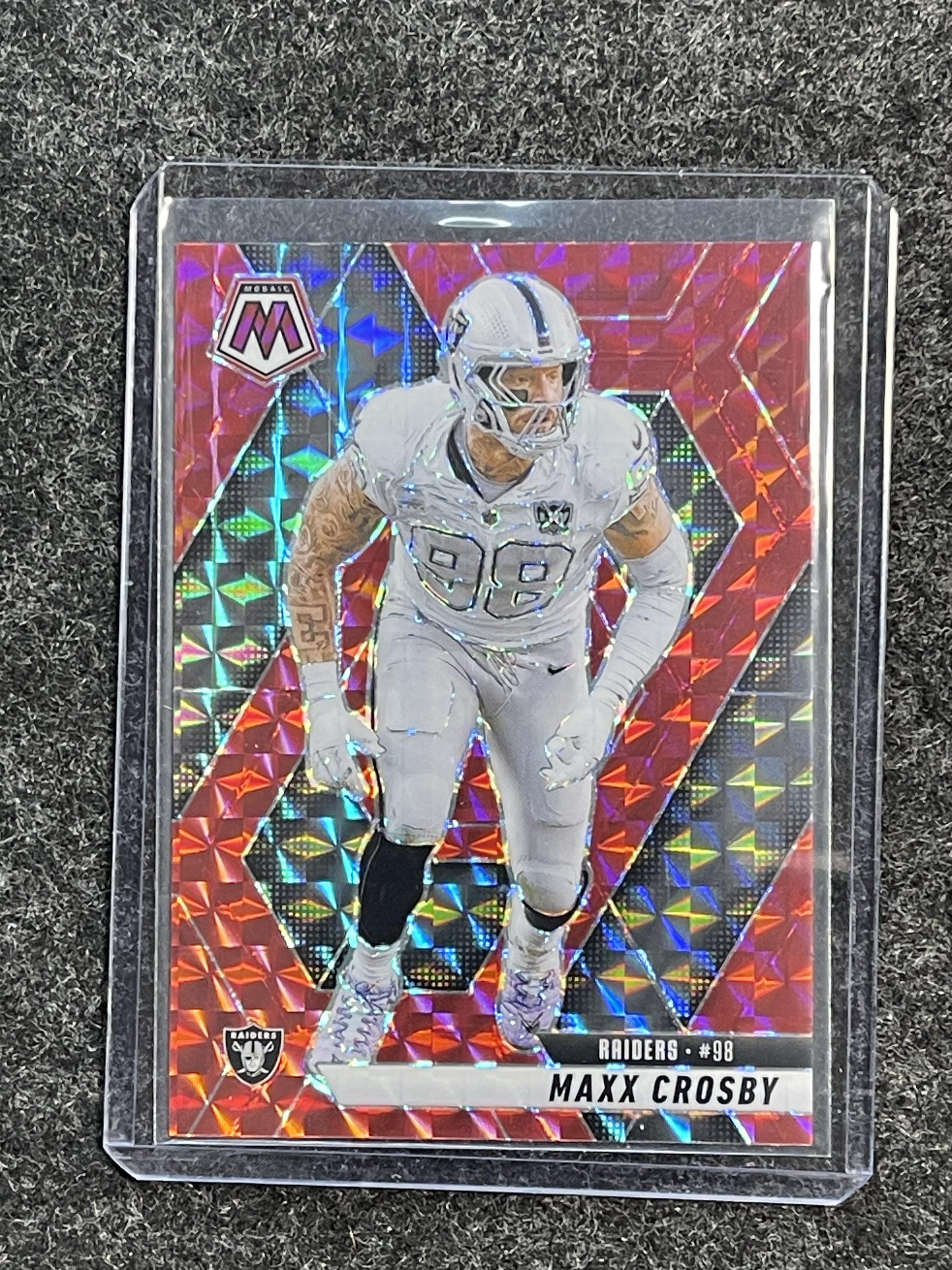 2025 Panini Mosaic #249 Maxx Crosby Mosaic Red Las Vegas Raiders