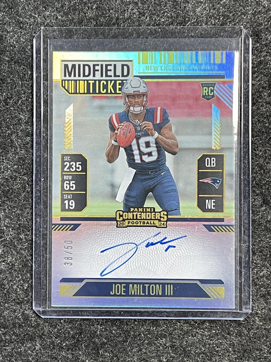 2024 Panini Contenders #106 Joe Milton III Midfield Ticket #/50