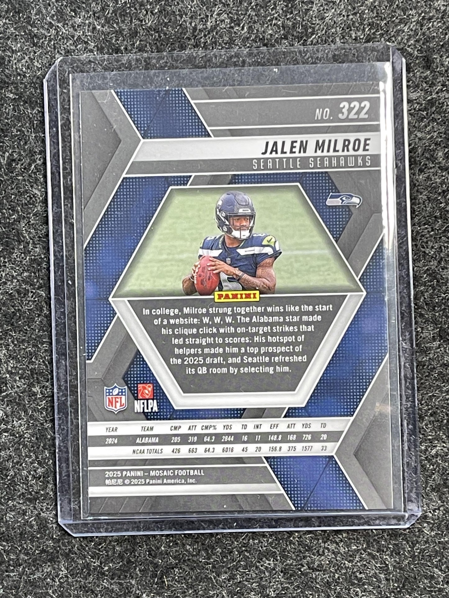 2025 Panini Mosaic #322 Jalen Milroe Seattle Seahawks RC