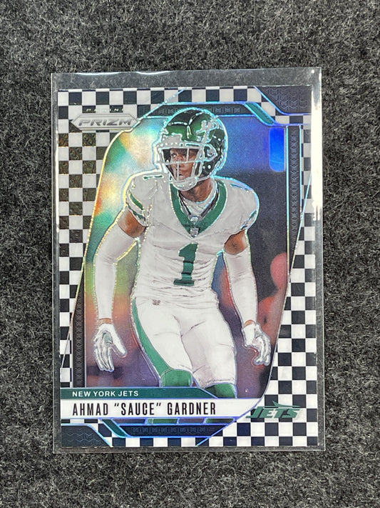 2024 Panini Prizm #226 Ahmad "Sauce" Gardner Black and White Checker Jets