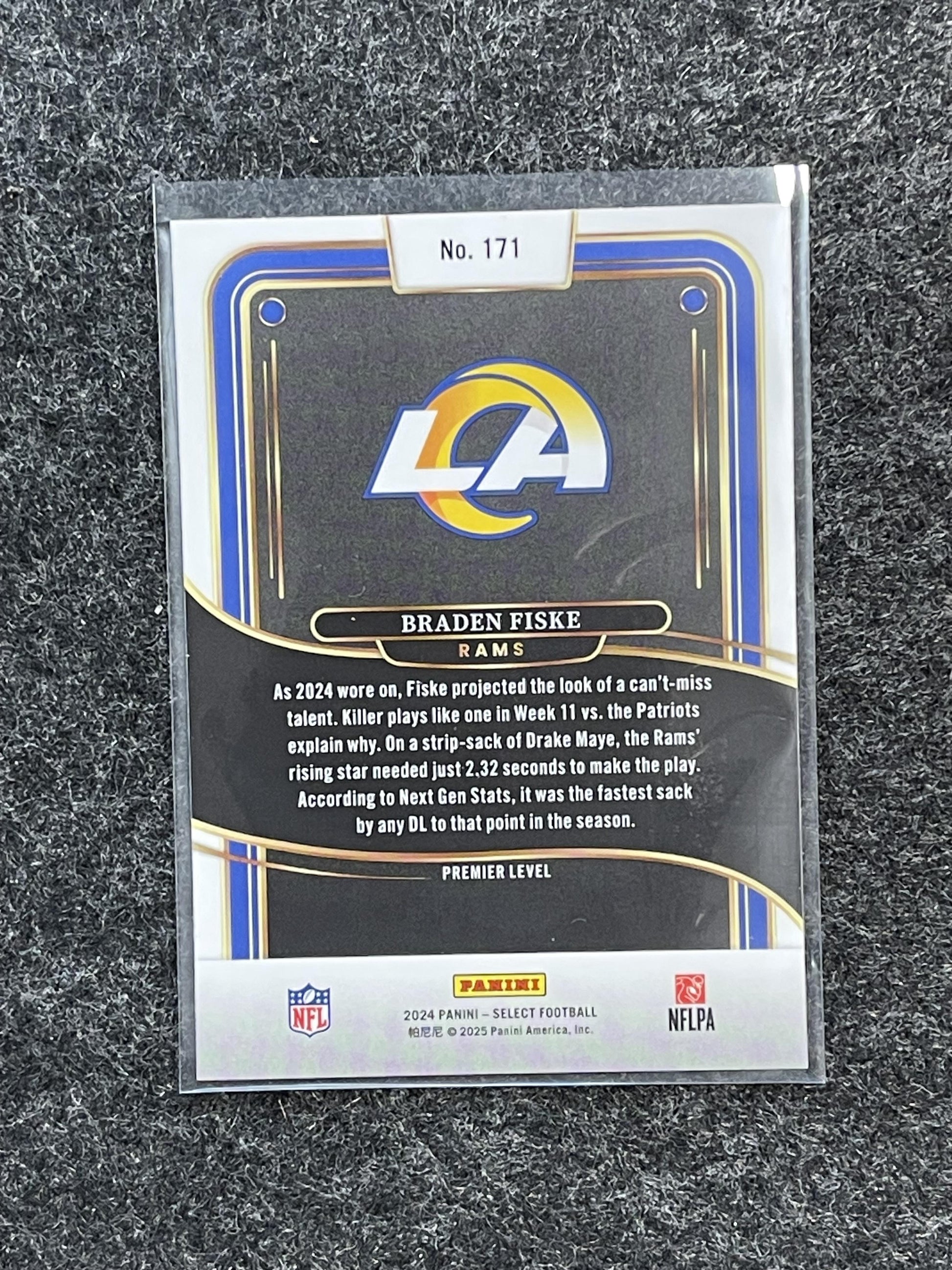 2024 Panini Select #171 Braden Fiske Los Angeles Rams RC