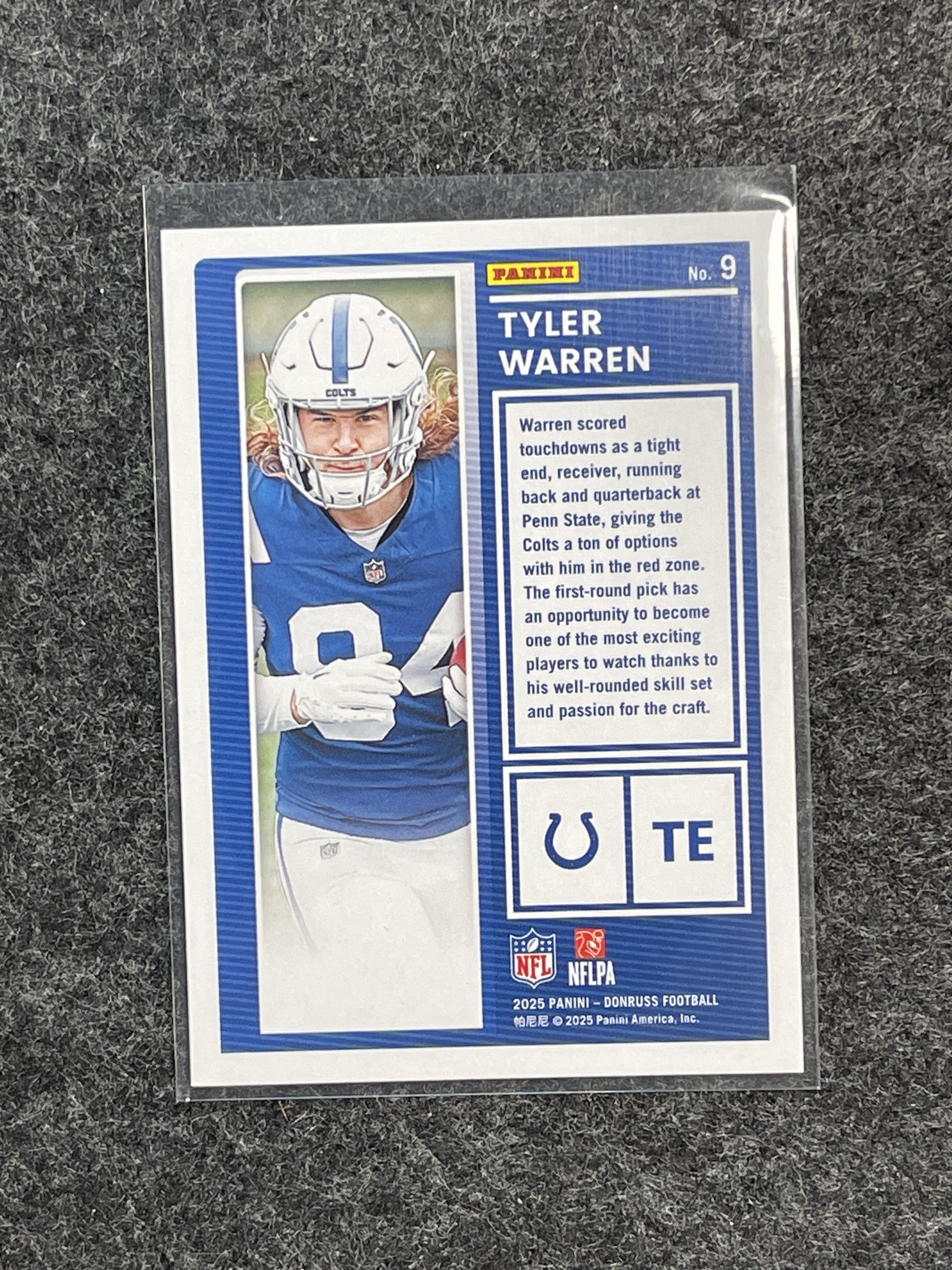 2025 Donruss #9 Tyler Warren The Rookies Indianapolis Colts