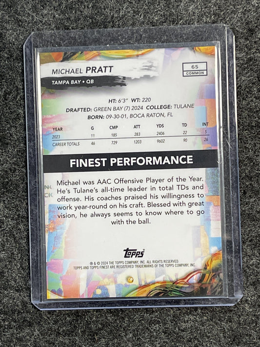2024 Finest #65 Michael Pratt Black Geo Refractor #/25 Tampa Bay Buccaneers