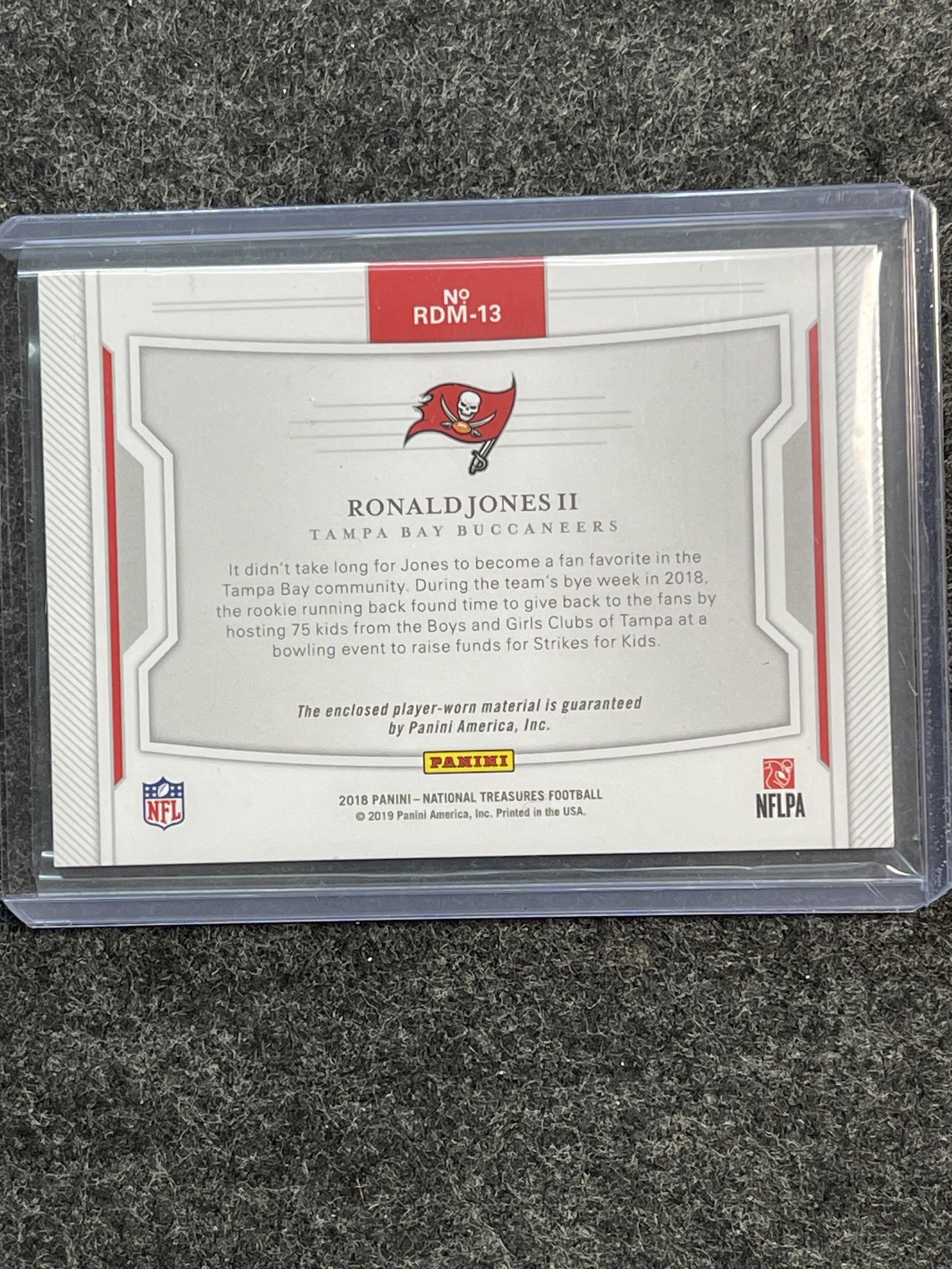 2018 Panini National Treasures - Rookie Dual Materials #RDM-13 Ronald Jones #/49
