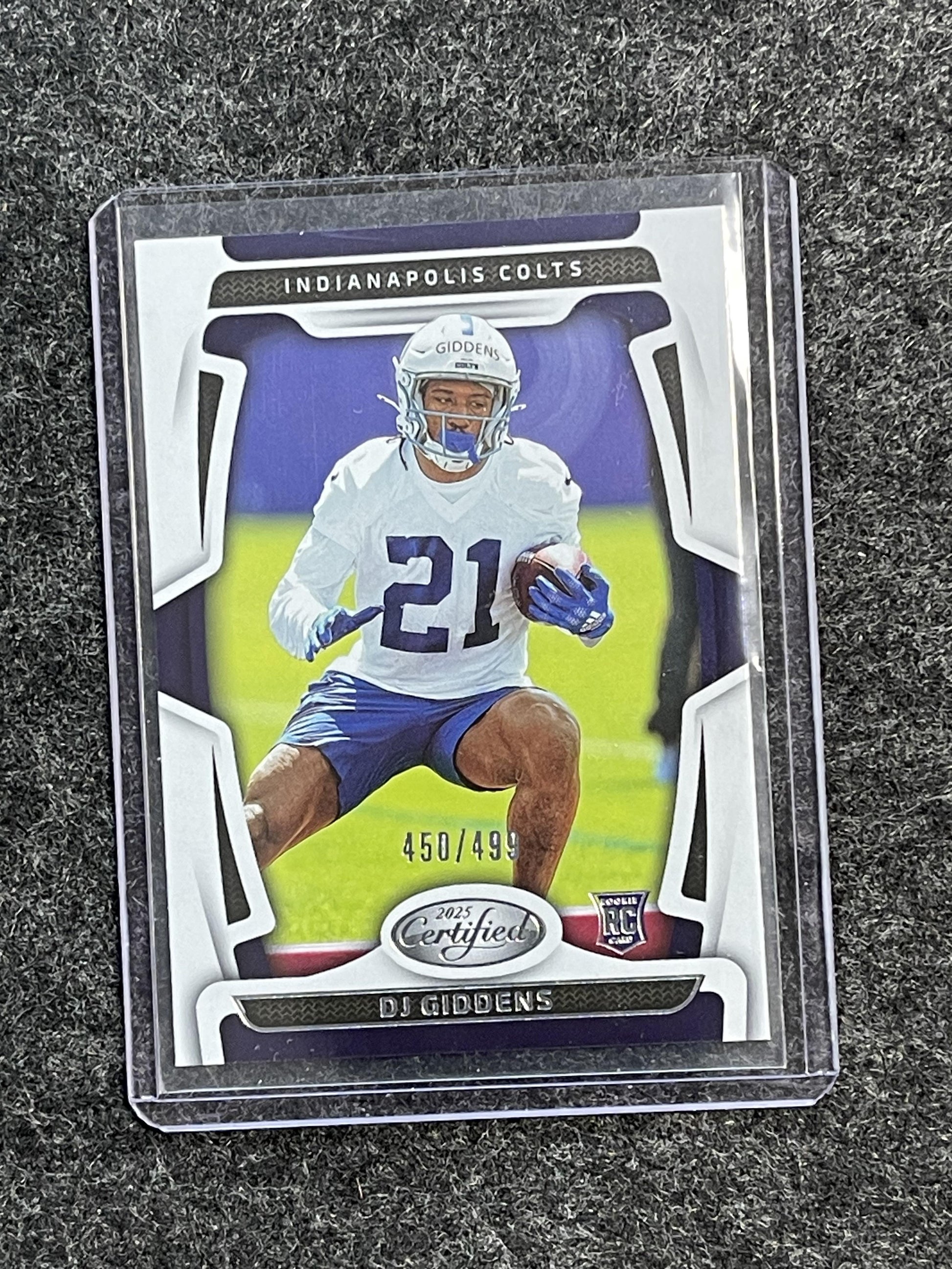 2025 Panini Certified #164 DJ Giddens #/499 Indianapolis Colts SN,RC