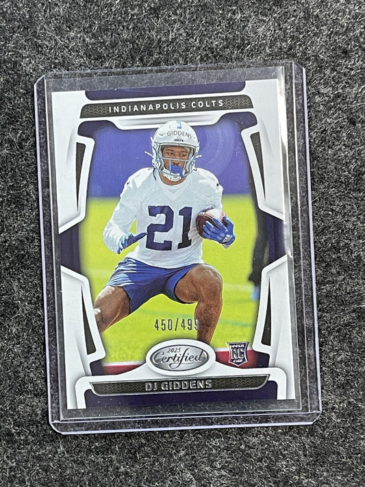 2025 Panini Certified #164 DJ Giddens #/499 Indianapolis Colts SN,RC