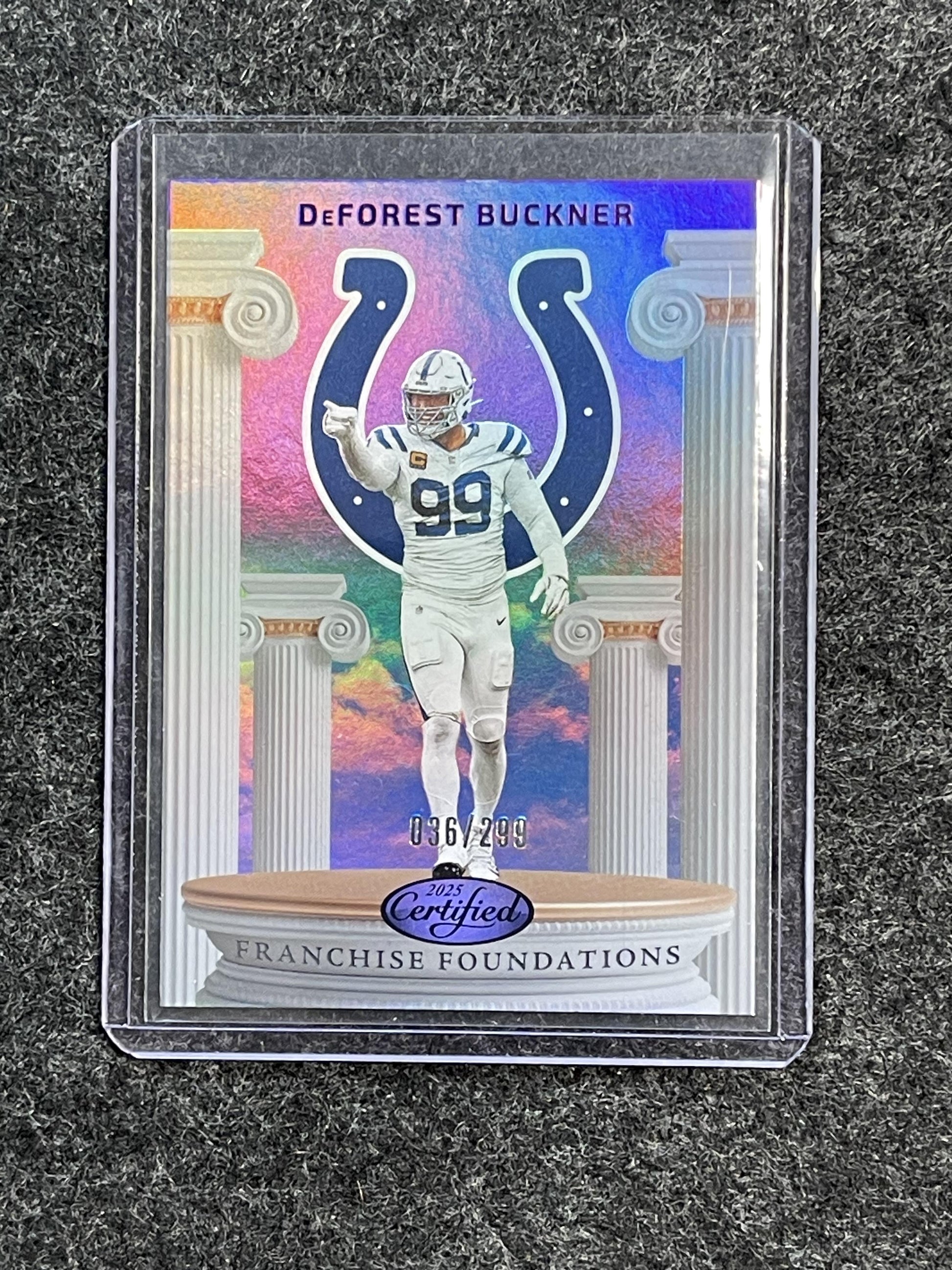 2025 Panini Certified #FFO-DBR DeForest Buckner Foundations Mirror Purple #/299
