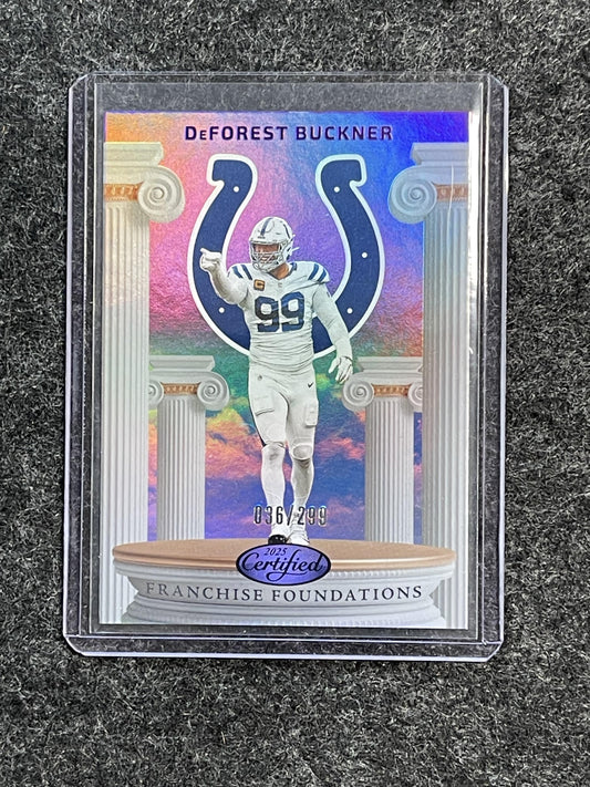 2025 Panini Certified #FFO-DBR DeForest Buckner Foundations Mirror Purple #/299
