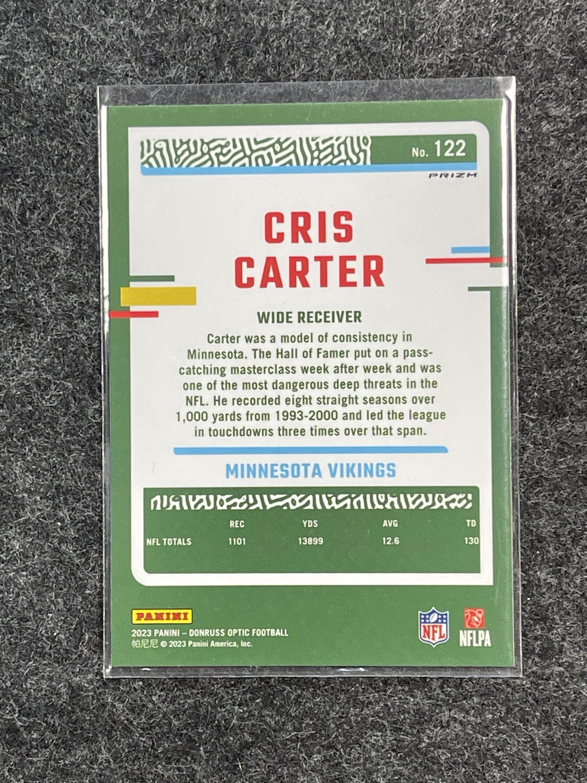 2023 Donruss Optic #122 Cris Carter Stars Minnesota Vikings